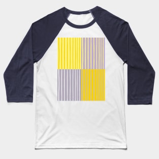 Grey and Yellow Brush Stroke Style Stripes Grid Baseball T-Shirt